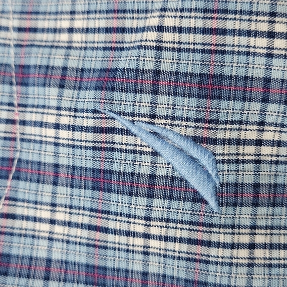 Nautica blue plaid button down Long Sleeve men's shirt Large - Picture 8 of 10